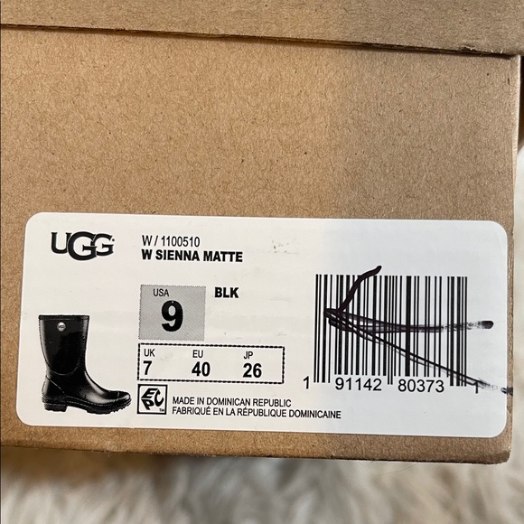 UGG Sienna Matte Rain Rubber Boots Slip On Black 1100510 Size 9 Warm & Cozy NEW - Picture 14 of 15